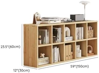 Unfinished Color Pine Book Rack 2/3/4-Tier Storage Solid Wood Cabinet, Pine Wood Storage Shelving Unit 8-Compartment Square Grid Cabinet Low Bookshelf Natural Finish 59" L x 11.8" W x 23.6" H