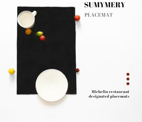 Placemats Set of 12 Vinyl/Plastic Woven Place Mats for Kitchen Table Indoor/Outdoor Washable Placemat Wipeable Dining Table Mats (Full Black,12)