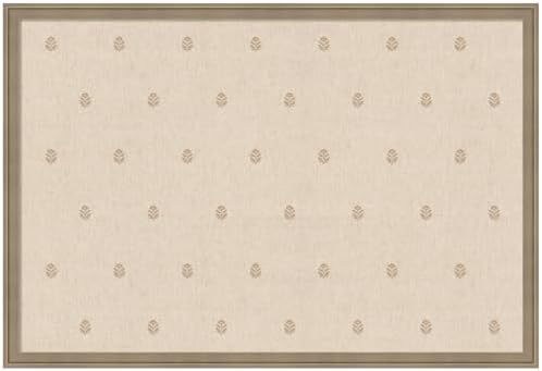 Kate and Laurel Framed Fabric Pinboard 38 x 26, Beige Botanical Block Print Printed Linen Classic Bulletin Board for Use as a Vision Board or Wall Organization, Florence Light Brown Frame