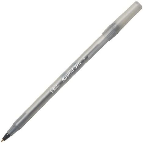 BIC Round Stic Ball Pen, Fine Point, 0.8mm, Black, 12 Pens (GSF11-Blk)