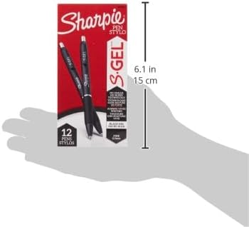 Sharpie S-Gel Pens, Fine Point (0.5mm), Black Ink, 12 count - Ideal for Writing, Journaling, Drawing, Coloring, Note-Taking, College Supplies