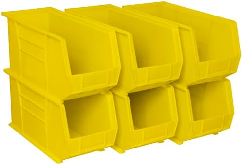 Akro-Mils 30265 AkroBins Plastic Storage Bins, 18"x8.25"x9", Yellow, 6-Pack