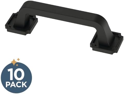 Franklin Brass 10 Pack Matte Black Cabinet Handles 3 inch (76mm) Kitchen Cabinet Handles and Drawer Pulls for Cupboards and Dressers |Notched Backplate