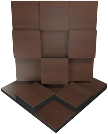 2 PACK — Acoustic Soundproofing Diffusion Panel | Acoustic Treatment for Recording Studio Home Office Podcast Living Room | Absorption - Reflection | Color Plates: (Nut, EDISON)