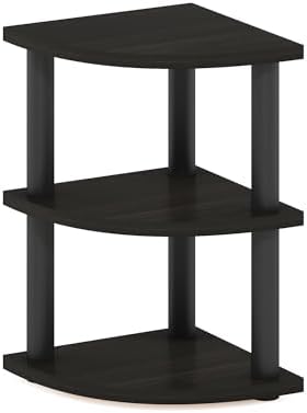 Furinno Turn-N-Tube Kitchen Countertop Organizer, 3-Tier Corner Countertop Organizer Shelf, Corner Shelf, for Kitchen, Pantry, Organizers and Storage, Espresso