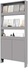 LINLIUA Behind the Door Bookshelf, 5 Shelf Behind Door Shelves with Storage, Space-Saving Wall Mount Narrow Bookcase Cabinet for Living Room Bedroom