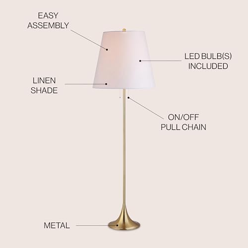 JONATHAN Y Amelia LED Floor Lamp 63" Modern Metal, Brass Gold
