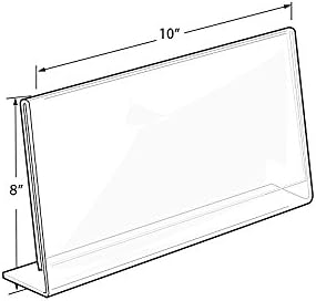 Azar Displays 112719 10" W x 8" H Horizontal L-Shaped Sign Holder-10pk