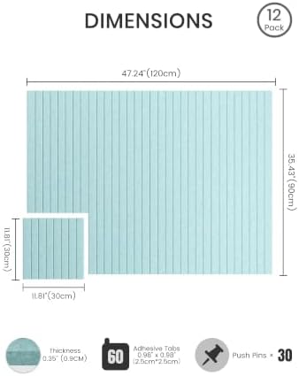 Bumusty 48"x 36" Large Felt Bulletin Board Tiles, Aqua Blue