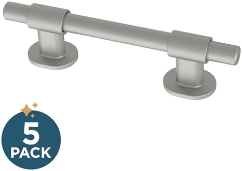 Franklin Brass 5 Pack Matte Brushed Nickel Cabinet Handles Adjustable Drawer Pulls for Kitchen Cabinet Knobs Dressers and Cupboards Fits 1-3/8 to 4 Inch (35–102mm) Hole Center | Adjusta-Pull™