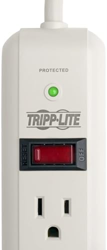 Tripp Lite 7 Outlet Surge Protector Power Strip, Extra Long Cord 25 ft., 1080 Joules, Lifetime Limited Warranty & $25K Insurance (TLP725) Light Gray