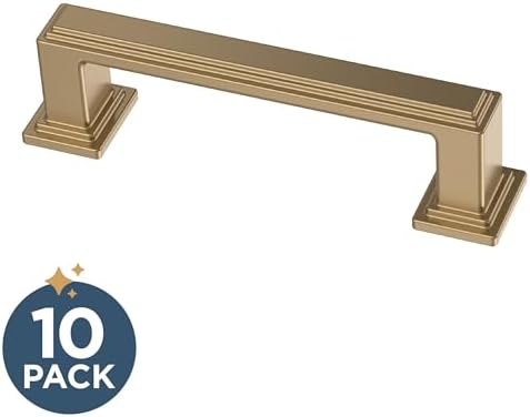 Franklin Brass 10 Pack Champagne Bronze Gold Cabinet Handles 3 inch (76mm) Kitchen Cabinet Handles and Drawer Pulls for Cupboards and Dressers | Stepped