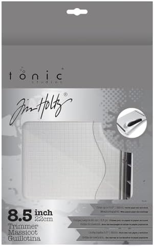 Tonic Studios Paper Cutter Tool - Guillotine Paper Trimmer for Scrapbooking, Vinyl, and Craft Paper - 8.5 Inch Cutting Length with Ruler and Grid Lines