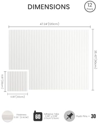 Bumusty 48"x 36" Large Felt Bulletin Board Tiles, Milky White