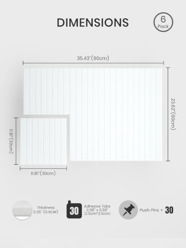Bumusty 36"x 24" Large Felt Bulletin Board Tiles,Cold White