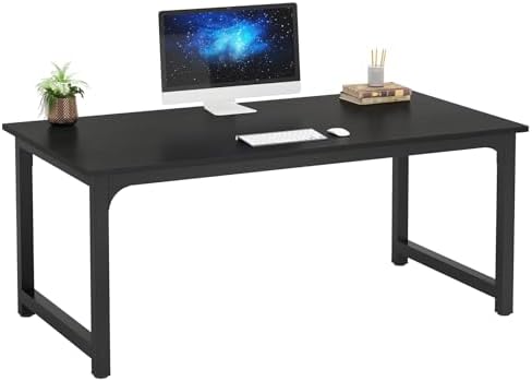 Tribesigns Modern Computer Desk, 63 x 31.5 inch Large Office Desk Computer Table Study Writing Desk Workstation for Home Office, Black