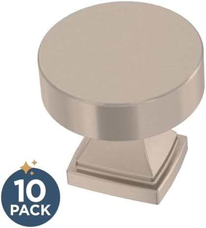 Franklin Brass 10 Pack Brushed Nickel Cabinet Knobs 1-1/16 inch (27mm) Kitchen Cabinet Handles and Drawer Knobs for Cupboards, Dressers, Furniture, Bathroom Vanity | Tiered Foot