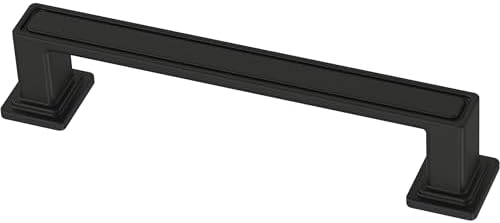 Franklin Brass 10 Pack Matte Black Cabinet Handles 3-3/4 inch (96mm) Kitchen Cabinet Handles and Drawer Pulls for Cupboards and Dressers | Recessed Square