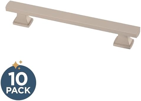 Franklin Brass 10 Pack Brushed Nickel Cabinet Handles 5-1/16 inch (128mm) Kitchen Cabinet Handles and Drawer Pulls for Cupboards and Dressers | Tiered Foot