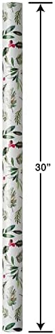 Papyrus Wrapping Paper Rolls for Christmas, Hanukkah and All Holidays, Holly, Wreath, Gold (3 Rolls, 67.5 sq. ft.)