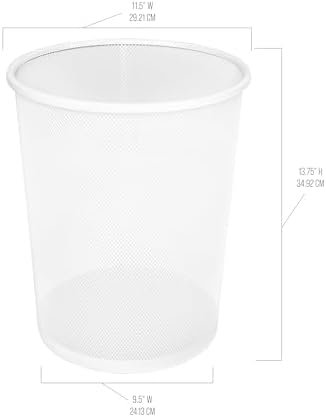 2-Pack 6-Gallon Round Steel Mesh Trash Can, Recycling Wastebasket, White