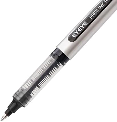 EYEYE Black Pens Pack of 12, 0.5mm Extra Fine Point Roller Ball Pen | Quick Drying Liquid Ink Rollerball Pen, Fine Point Smooth Writing Pen for Journaling Office Supplies Back to School Essential