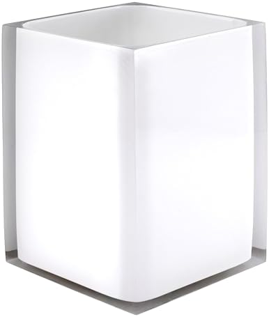 IZOD - Wastebasket, Decorative Trash Can, Durable, Dorm Room Essentials, Modern Home Decor (Marina Collection, White)