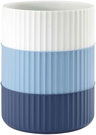 IZOD - Wastebasket, Trash Can for Home, Resin Bathroom Accessories, Dorm Room Essentials, Striped Bathroom Decor (Clubhouse Collection, Blue)