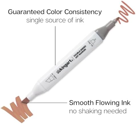 KINGART PRO Double-Ended Alcohol Ink Art Markers, 24 PORTRAIT Colors, Fine Point & Chisel Tips, Permanent with Superior Blendability, Includes Plastic Case, 24 Pc.