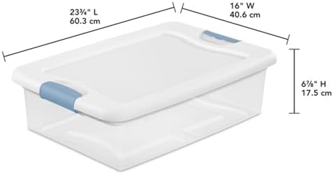 Sterilite Latching Box with Lids for Home and Office, 32 Quart, 6-Pack