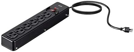 Monoprice Heavy Duty Metal Surge Protector - 6 Outlet Power Strip, 540 Joules, UL Certified, 6 Feet Cable, Black