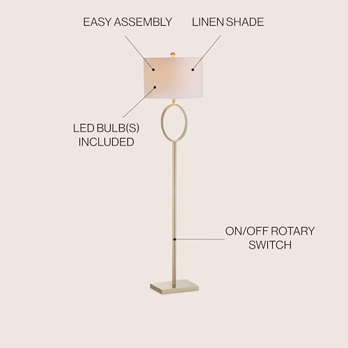 JONATHAN Y April 61" Metal LED Floor Lamp Hoop Design, Brass Gold