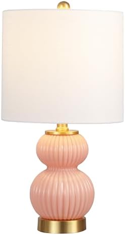 JONATHAN Y Daphne Ribbed Gourd Metal/Glass Table Lamp 20", Pink