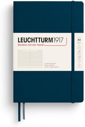 LEUCHTTURM1917 - Notebook Hardcover Medium A5-251 Numbered Pages for Writing and Journaling - Thinking Ahead (Ruled Paper, Deep Sea)