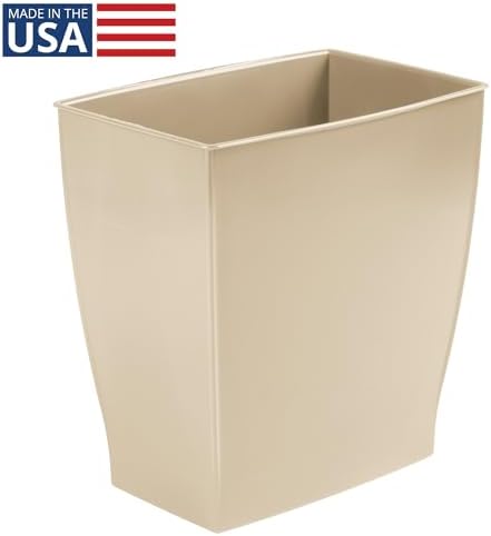 iDesign Small Plastic Bathroom Trash Can, Brown