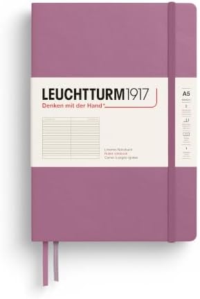 LEUCHTTURM1917 - Notebook Hardcover Medium A5-251 Numbered Pages for Writing and Journaling - Thinking Ahead (Ruled Paper, Dusty Rose)