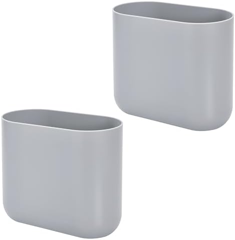 iDesign Small Slim Plastic Bathroom Trash Can, 2-Pack, Gray