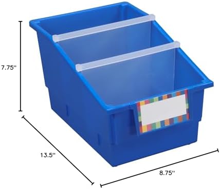 Really Good Stuff Blue Chapter Book Classroom Library Bins with Dividers