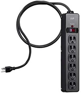 Monoprice Heavy Duty Metal Surge Protector - 6 Outlet Power Strip, 540 Joules, UL Certified, 6 Feet Cable, Black