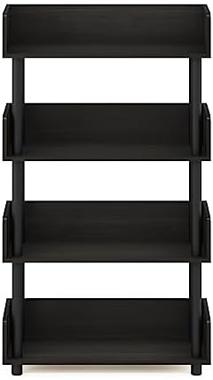 Furinno Turn-N-Tube 4-Tier Black Storage Shelves with Side Panels, Book Shelf, Display Shelf, for Organization and Storage, Living Room, Home Office, Black Espresso