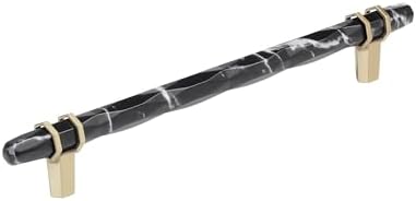 Amerock 8" Carrione Marble Black/Golden Champagne Drawer Pull
