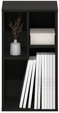 Furinno DALY Book Shelf, 3-Cube Bookshelf, Cube Storage Organizer Bookcase with Irregular Compartments, 9.4 x 11.7 x 21.3, for Living Room, Bedroom, Home Office, Espresso