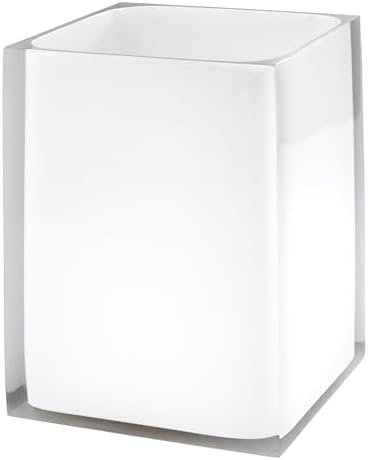 IZOD - Wastebasket, Decorative Trash Can, Durable, Dorm Room Essentials, Modern Home Decor (Marina Collection, White)