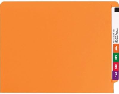 Smead End Tab File Folder, Shelf-Master Reinforced Straight-Cut Tab, Letter Size, Orange, 100 per Box (25510)