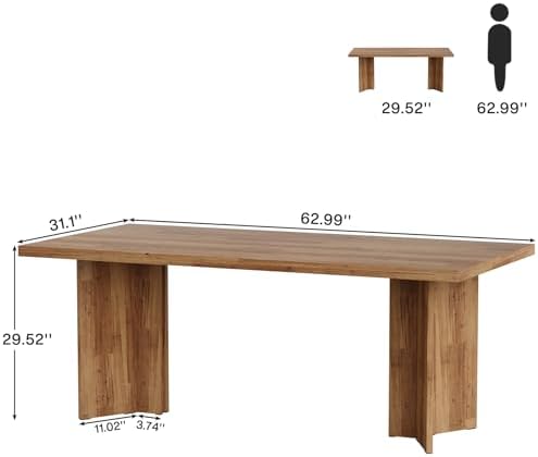 Tribesigns 63-inch Executive Desk, Vintage Home Office Computer Desk with Large Tabletop, Farmhouse Wood Writing Conference Table Workstation for Office, Study, Walnut Brown