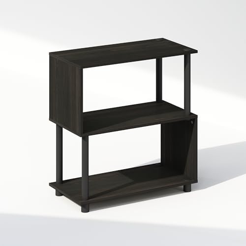 Furinno Reed 3-Tier Geometric Book Shelf with Open Shelf, Espresso