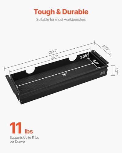 VEVOR Under Desk Drawer Slide Out, 26 inch Under Desk Mounted Pull-out Drawer Attachment, Hidden Under Counter Drawers for office Home Sit Stand Workstation, Black