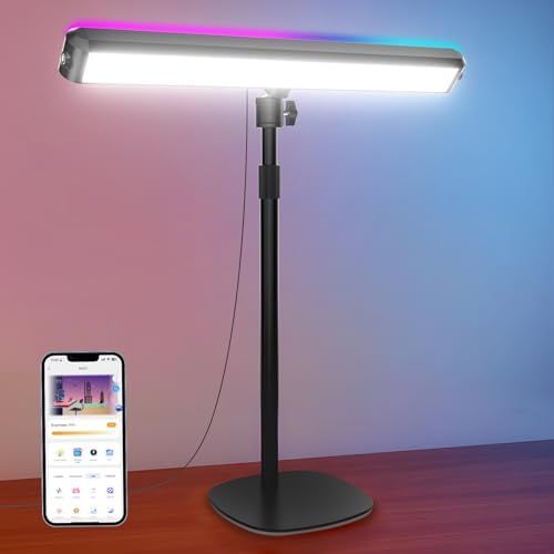 NEEWER Dual Sided RGB LED Streaming Key Light, Smart Desk Lamp Compatible with Alexa Google Assistant for Gaming Video Conference, 16 Million Colors, 2700K-7000K/CRI97+ Studio Tube Lighting, NG01