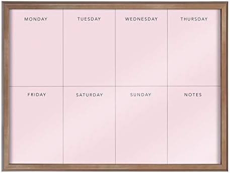 Kate and Laurel Blake This Week Framed Pink Printed Glass Dry Erase Wall Art by The Creative Bunch Studio, 18x24 Gold, Weekly Calendar Printed Glass Wall Organizer
