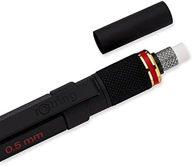 rOtring 800+ Mechanical Pencil and Touchscreen Stylus, Twist-to-Retract, HB 0.5 mm, Black Metal Barrel